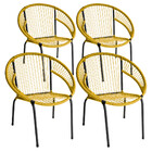 Kit 4 Cadeira De Área Eclipse Tramado Fibra Sintética E Aço