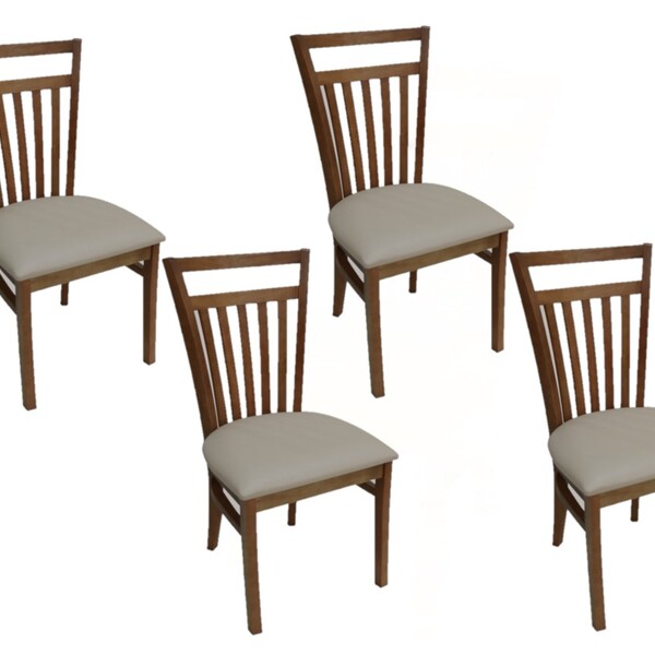 Kit 4 Cadeira De Jantar Em Madeira Maciça Estofada Larissa