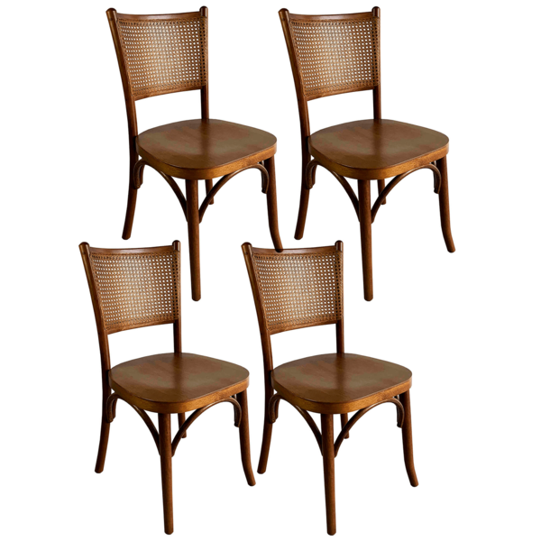 Kit 4 Cadeira Encosto Palhinha Cozinha Confortável Moderna