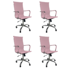 Kit 4 Cadeira Escritório Esteirinha Giratória Alta Ajustável
