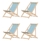 Kit 4 Cadeira Espreguiçadeira Dobrável S/b-triang Azul