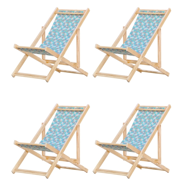 Kit 4 Cadeira Espreguiçadeira Dobrável S/b-triang Azul