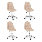 Kit 4 Cadeira Office Eiffel Botonê Base Giratória  Nude