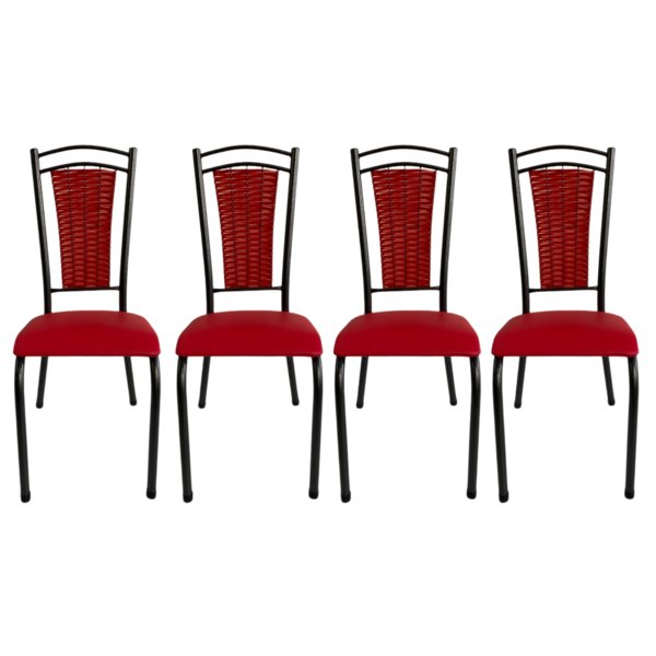 Kit 4 Cadeira Paris De Cozinha Tubular Aço Estofada Encosto J
