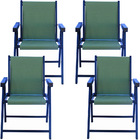 Kit 4 Cadeira Praia Dobrável Madeira Black-verde