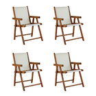 Kit 4 Cadeira Praia Dobrável Madeira Envernizada-branco