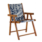 Kit 4 Cadeira Praia Dobrável Madeira Envernizada-folhas Branc