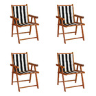 Kit 4 Cadeira Praia Dobrável Madeira Envernizada-l Preto/bran