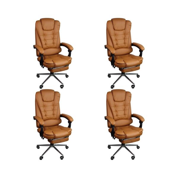 Kit 4 Cadeira Presidente Ergonômica Apoio Para Pés Ajustável