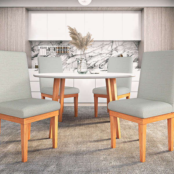 Kit 4 Cadeira Reforcadas Sala De Jantar Cozinha Linho Cinza C