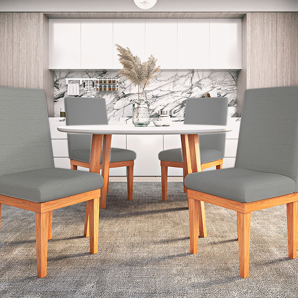 Kit 4 Cadeira Reforcadas Sala De Jantar Cozinha Linho Grafite