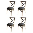 Kit 4 Cadeira Xis Em Madeira Maciça De Eucalipto Verniz Imbui