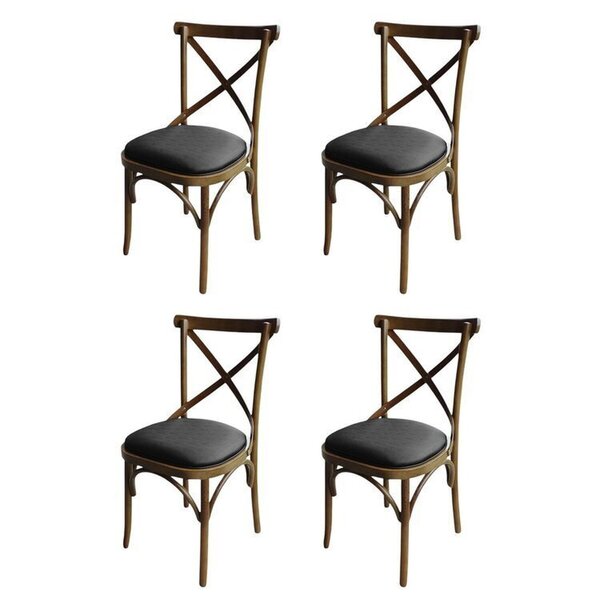 Kit 4 Cadeira Xis Em Madeira Maciça De Eucalipto Verniz Imbui