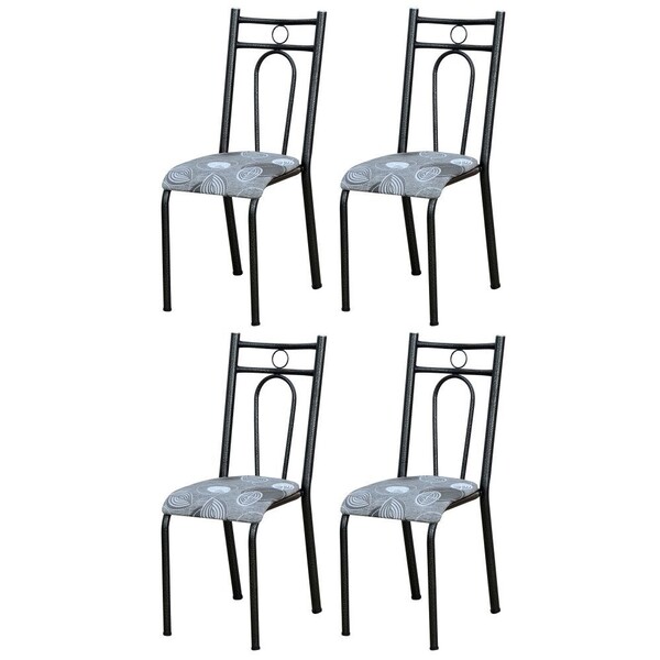 Kit 4 Cadeiras 023 América Cromo Preto/pará - Artefamol