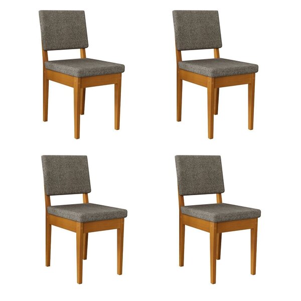 Kit 4 Cadeiras 100% Madeira Maciça Encosto E Assento Estofado