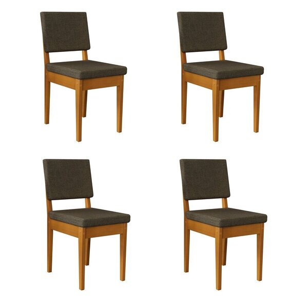 Kit 4 Cadeiras 100% Madeira Maciça Encosto E Assento Estofado