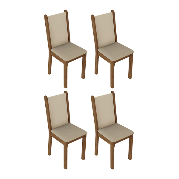 Kit 4 Cadeiras 4291 Madesa Rustic/Crema/Pérola
