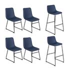 Kit 4 Cadeiras + 2 Banquetas Estofadas Industrial Loft Vintag