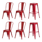 Kit 4 Cadeiras + 2 Banquetas Tolix Iron Design Vermelha Aço I