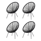 Kit 4 Cadeiras Acapulco Oval PVC Base Ferro Pintado Preta