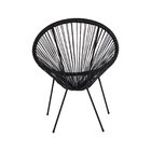 Kit 4 Cadeiras Acapulco Oval PVC Base Ferro Pintado Preta