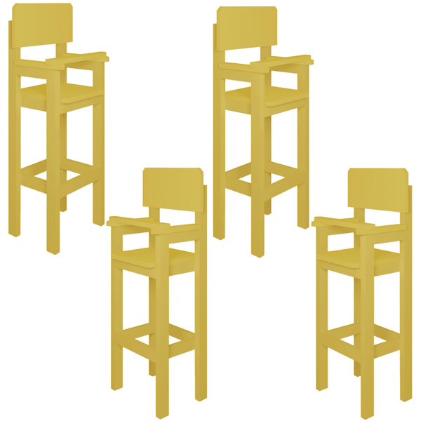 Kit 4 Cadeiras Alta Refeição Infantil Criança Restaurante Lan