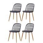 Kit 4 Cadeiras Ariane Rivatti Polipropileno Preto Base Aço