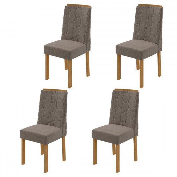 Kit 4 Cadeiras Astrid Amêndoa Clean/suede Animale Bege 75865