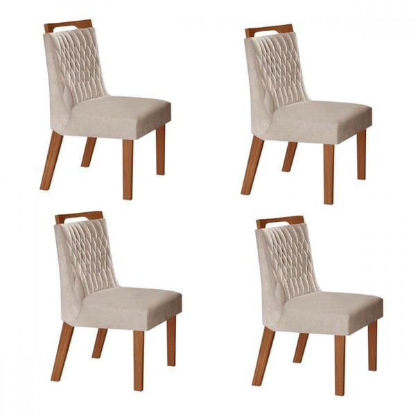 Kit 4 Cadeiras Atenas Prêmio/pena Bege - Lj Móveis