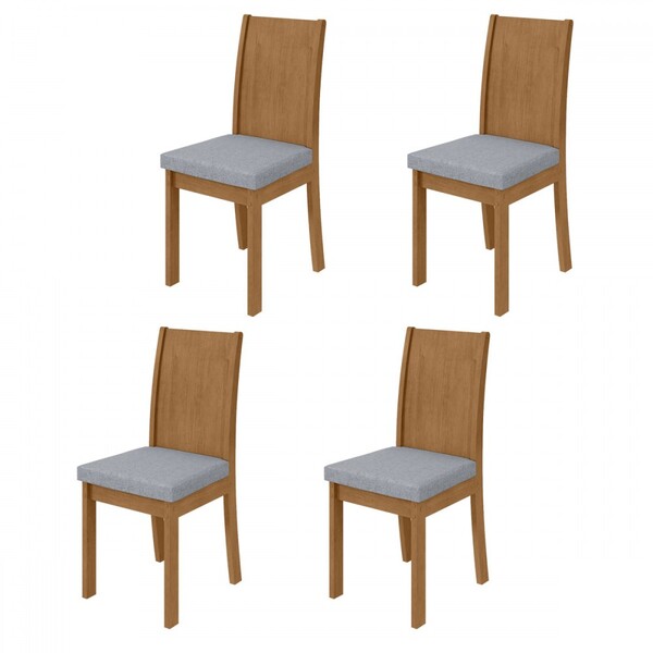 Kit 4 Cadeiras Athenas Amêndoa Clean/linho Cinza Claro 75868