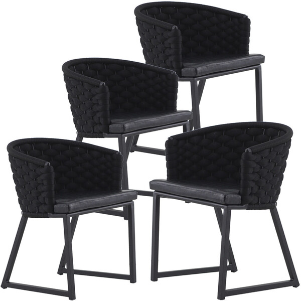 Kit 4 Cadeiras Bali Alumínio Em Tricô Náutico Trama Original