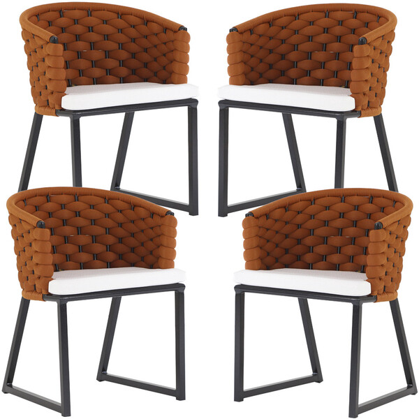 Kit 4 Cadeiras Bali Alumínio Em Tricô Náutico Trama Original