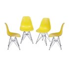 Kit 4 Cadeiras Base Cromada Eames Dkr  Amarelo