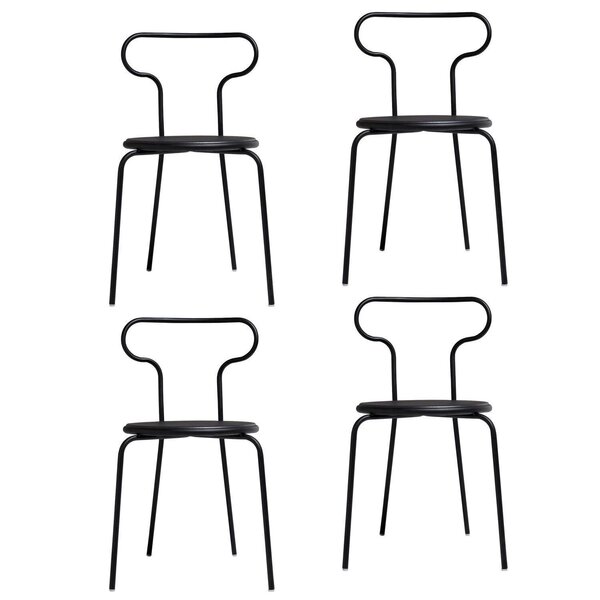 Kit 4 Cadeiras Base Tubular Fixa Fantasminha Chef Preto