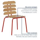 Kit 4 Cadeiras Base Tubular Fixa Reno Vermelho/nature