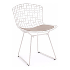 Kit 4 Cadeiras Bertoia Branca Com Assento Bege