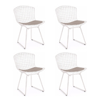 Kit 4 Cadeiras Bertoia Branca Com Assento Bege