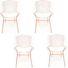 Kit 4 Cadeiras Bertóia Cor Rosé Fosco Assento Branco Tubular