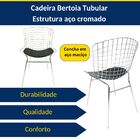 Kit 4 Cadeiras Bertoia Cromada Assento Preto Tubular - Poltro