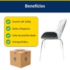Kit 4 Cadeiras Bertoia Cromada Assento Preto Tubular - Poltro