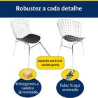 Kit 4 Cadeiras Bertoia Cromada Assento Preto Tubular - Poltro