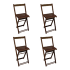 Kit 4 Cadeiras Bistrô Alta De Madeira Dobravel Robust Imbuia
