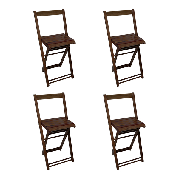 Kit 4 Cadeiras Bistrô Alta De Madeira Dobravel Robust Imbuia