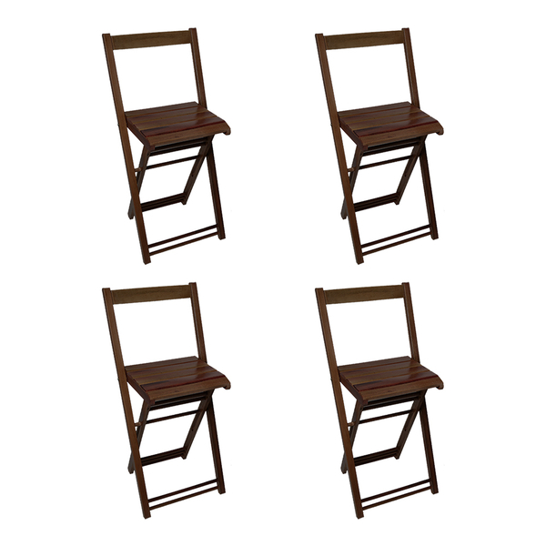 Kit 4 Cadeiras Bistrô De Madeira Dobravel Robust Imbuia