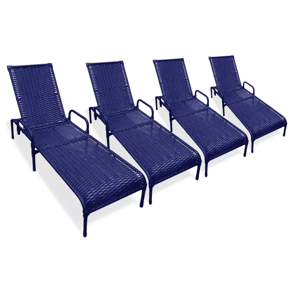 Kit 4 Cadeiras Catar Com Regulagem Para Piscina, Área Externa