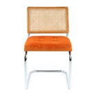 Kit 4 Cadeiras Cesca Veludo E Palha Natural Yescasa Terracota