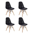 Kit 4 Cadeiras Charles Eames Botonê Eiffel Wood Estofada Cour