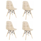 Kit 4 Cadeiras Charles Eames Botonê Eiffel Wood Estofada Cour