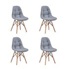 Kit 4 Cadeiras Charles Eames Botonê Eiffel Wood Estofada Cour