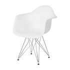 Kit 4 Cadeiras Charles Eames Braço Branca Ferro Cromado